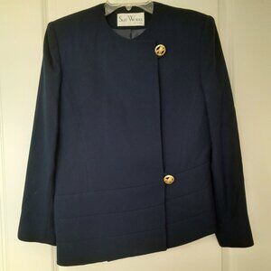 Navy Asymmetrical Suit Jacket